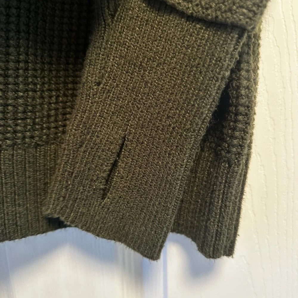 Market & Spruce Deep Olive Green Cowl Neck Sweater - Picture 3 of 9